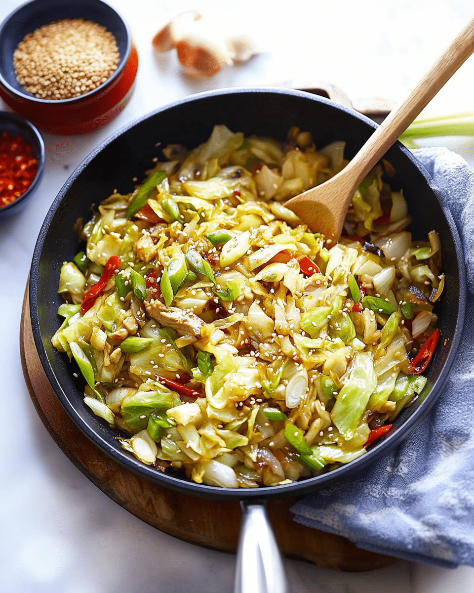 Spiced Cabbage and Apple Stir-Fry with Sesame Seeds