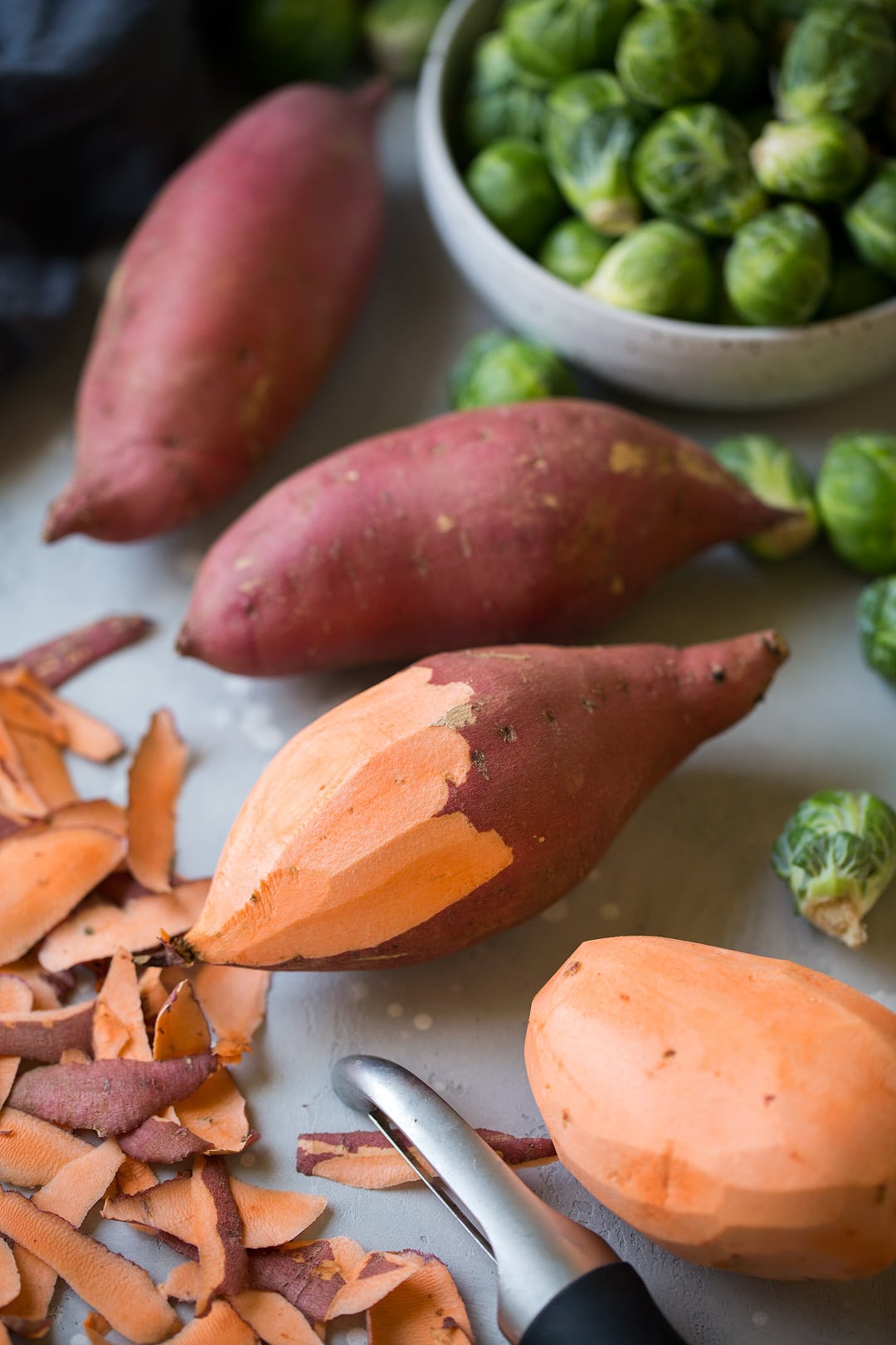Sheet Pan Maple-Glazed Sweet Potatoes with Brussels Sprouts