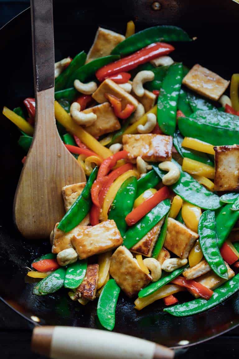 Tofu Stir-Fry with Bell Peppers and Cashews