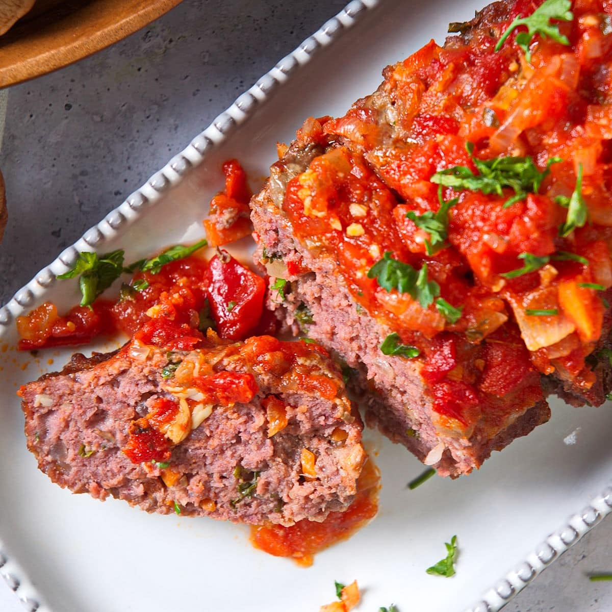Bison Meatloaf with Tomato and Onion Glaze