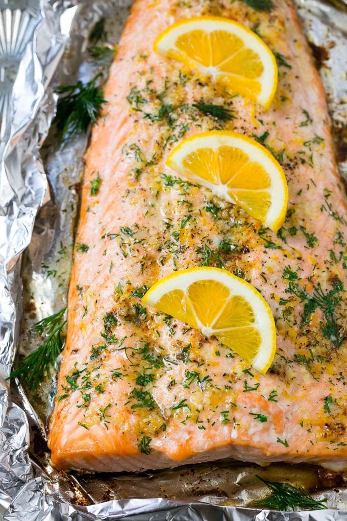 Lemon-Dill Salmon with Garlic Butter