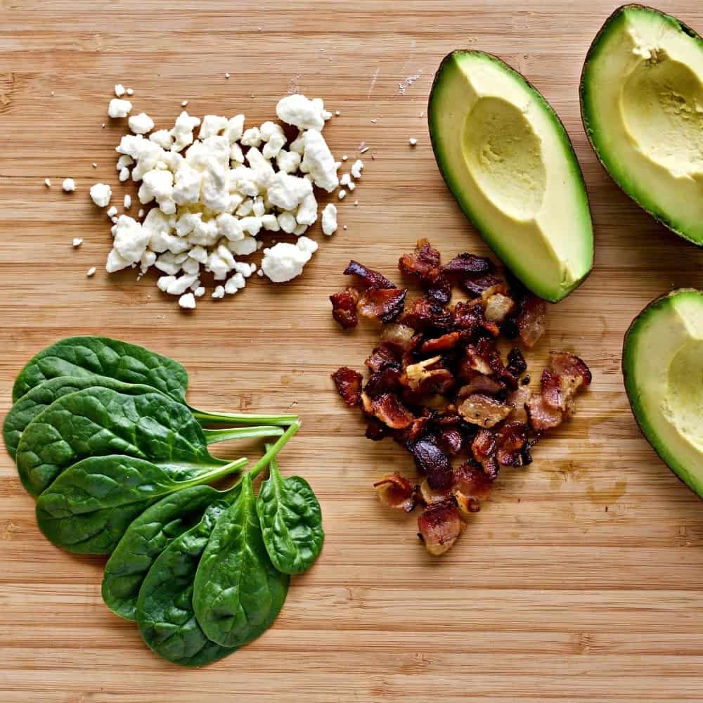Spinach and Bacon Skillet with Avocado