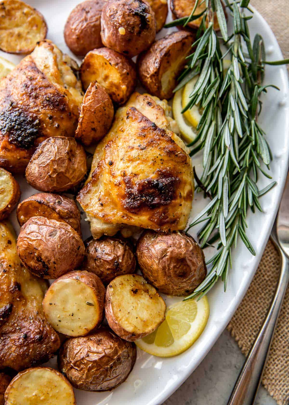 Pan-Seared Chicken Thighs with Crispy Rosemary Potatoes