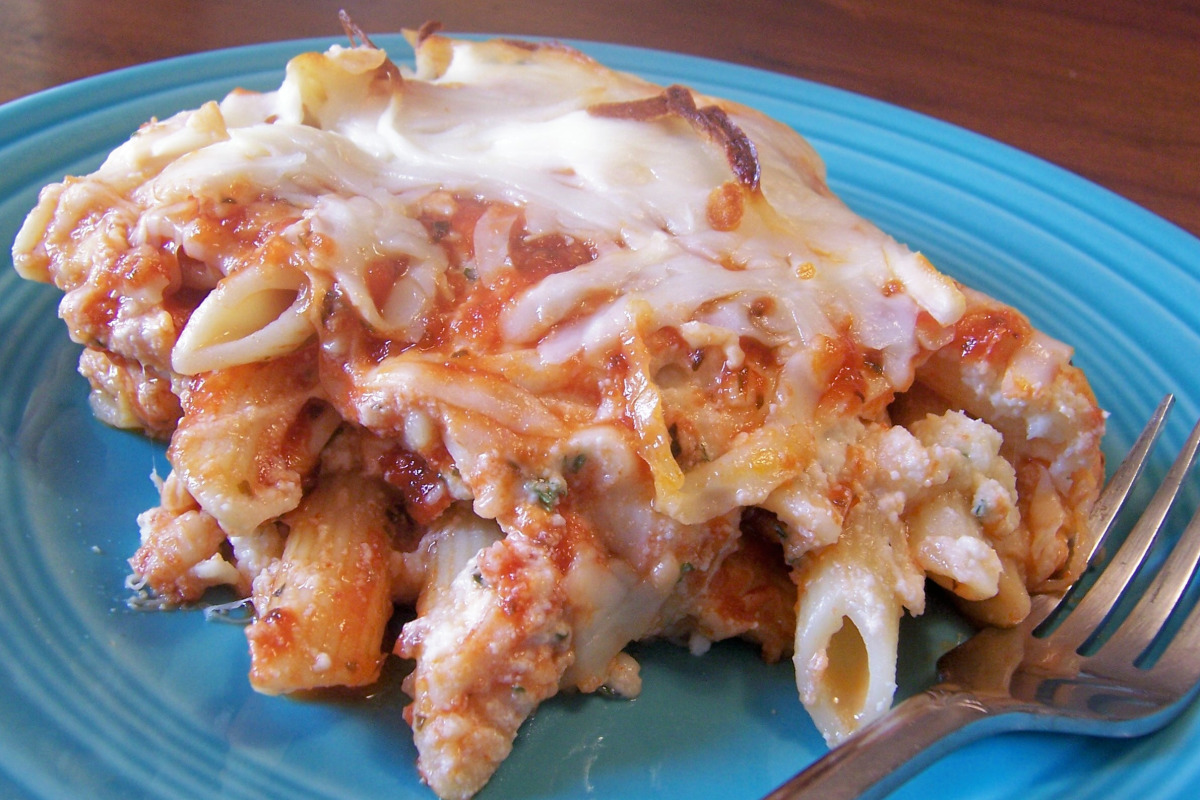 Rigatoni Stuffed with Herb-Infused Ricotta and Tomato Sauce