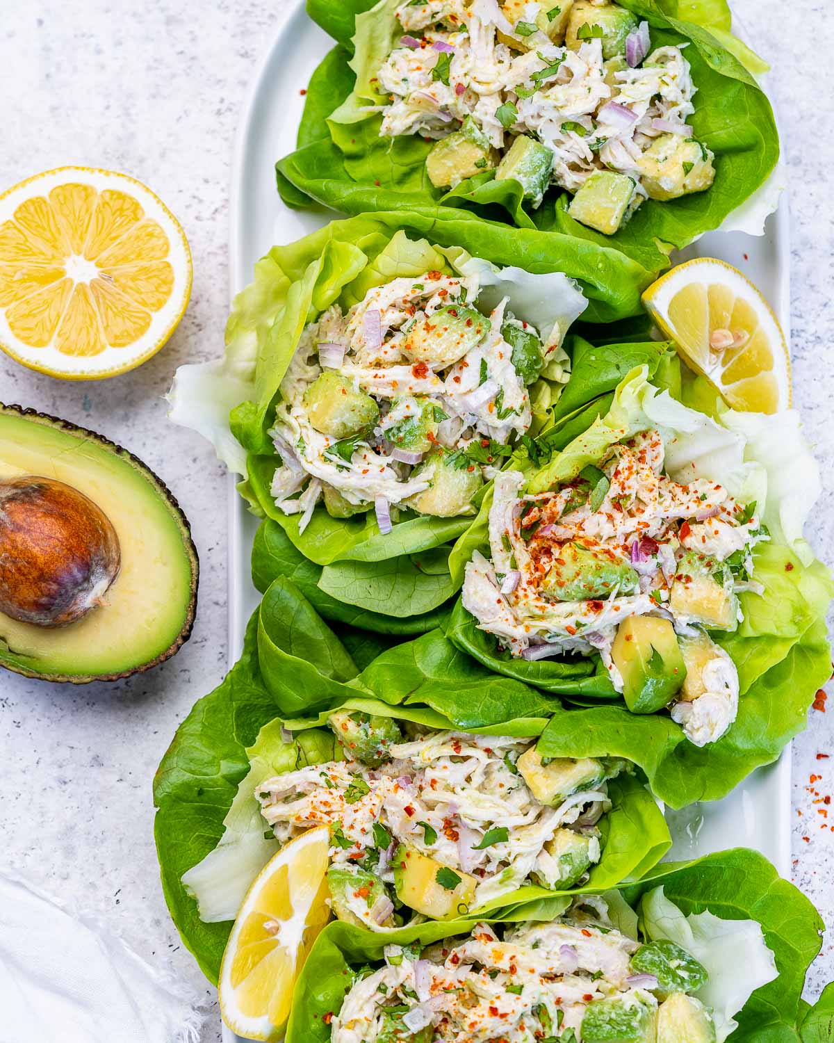 Chicken and Avocado Lettuce Wraps with Lime Crema