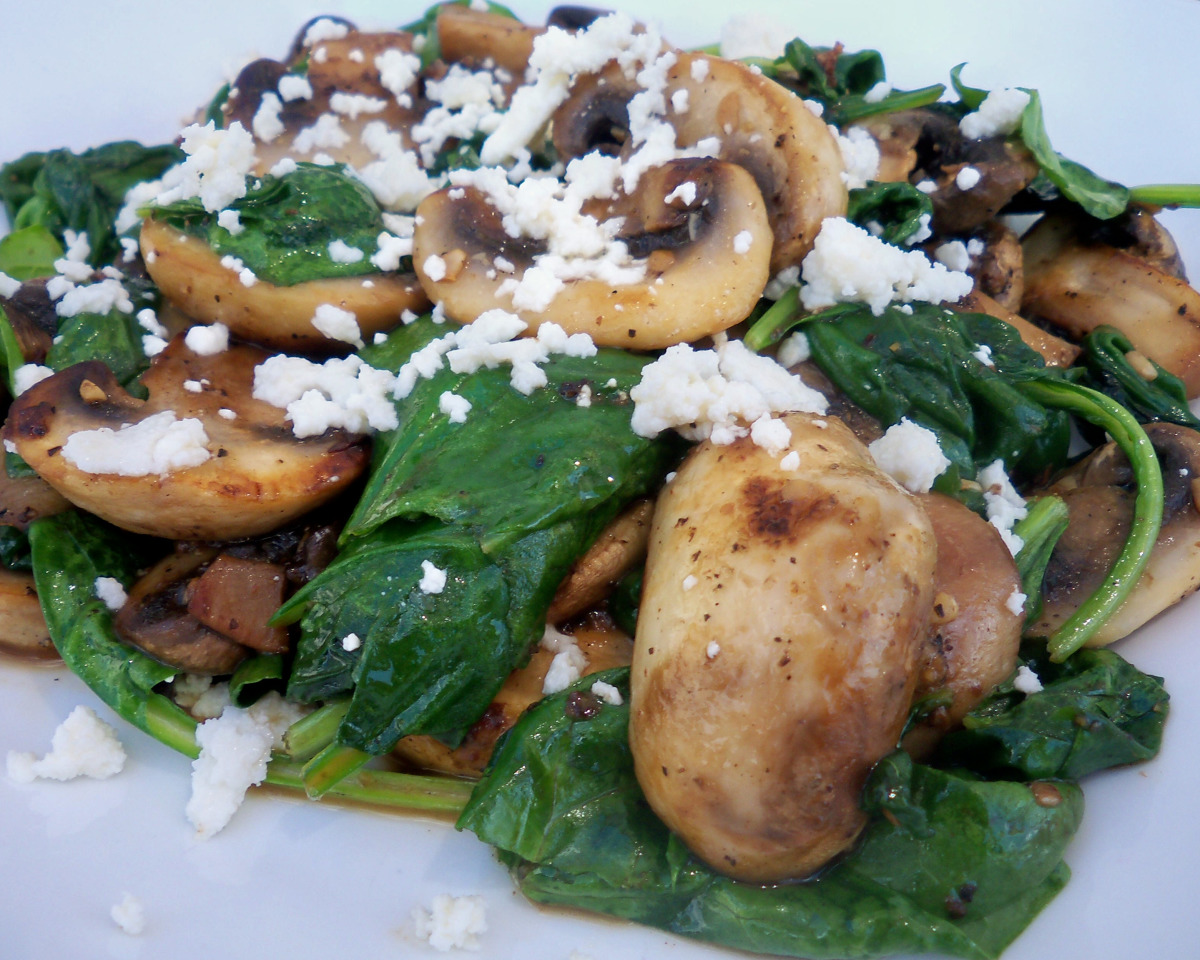 Beef and Mushroom Sauté with Garlic and Spinach