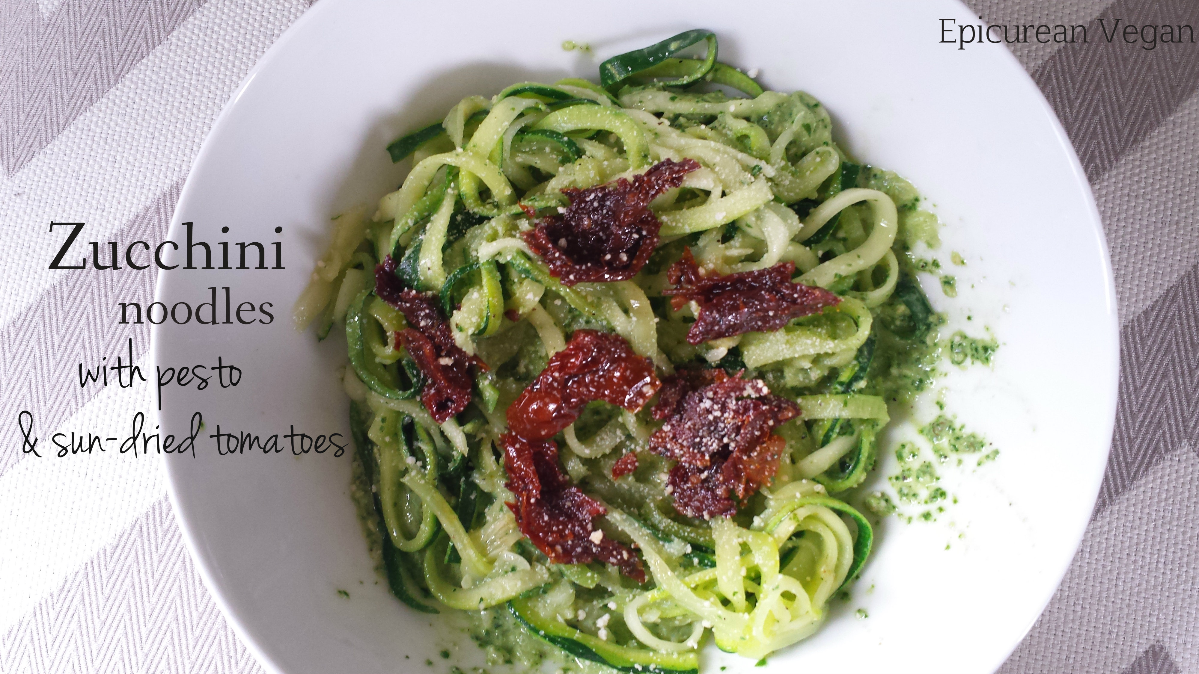 Tossed Zucchini Noodles with Pesto and Sun-Dried Tomatoes