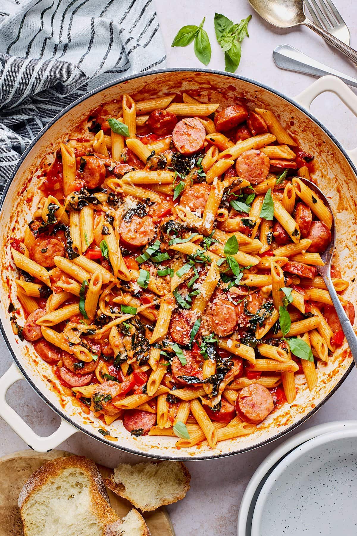 One-Pan Sausage and Pea Pasta