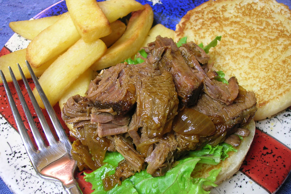 Smoked Beef Brisket with Onion and Beer