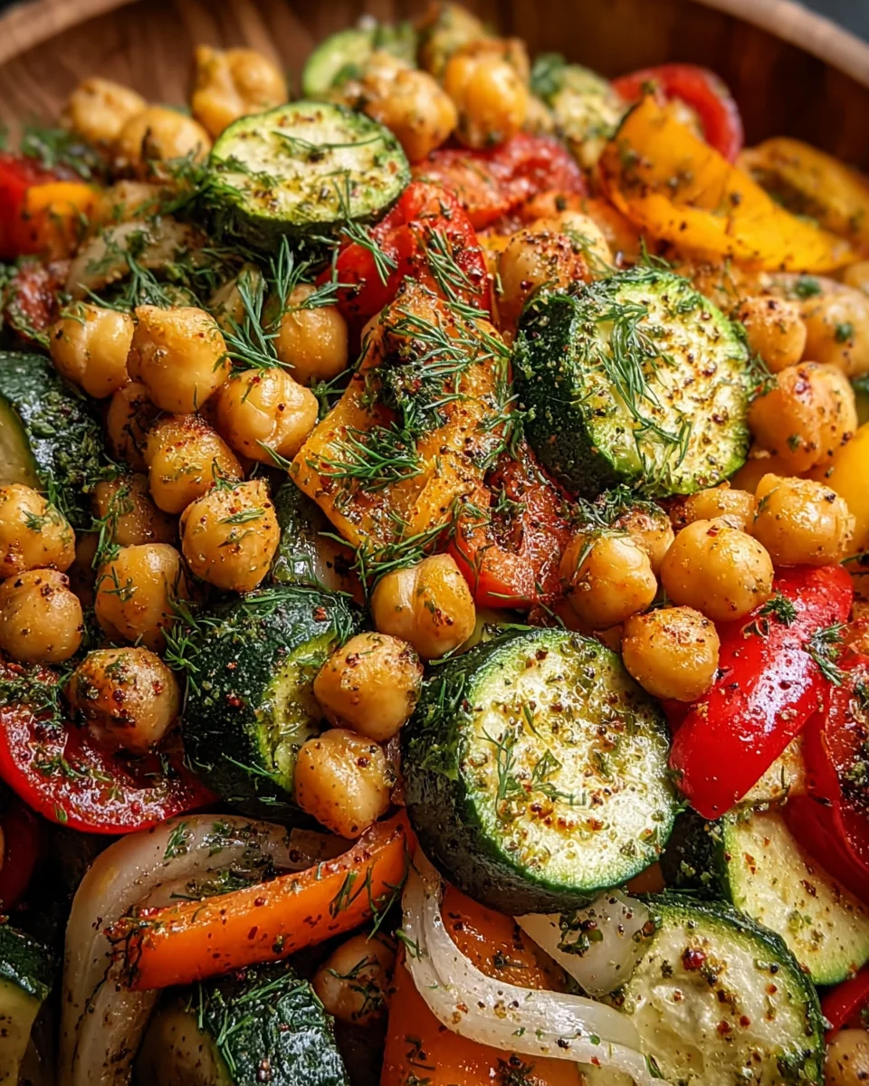 Roasted Lemon-Dill Chickpeas with Rainbow Vegetables