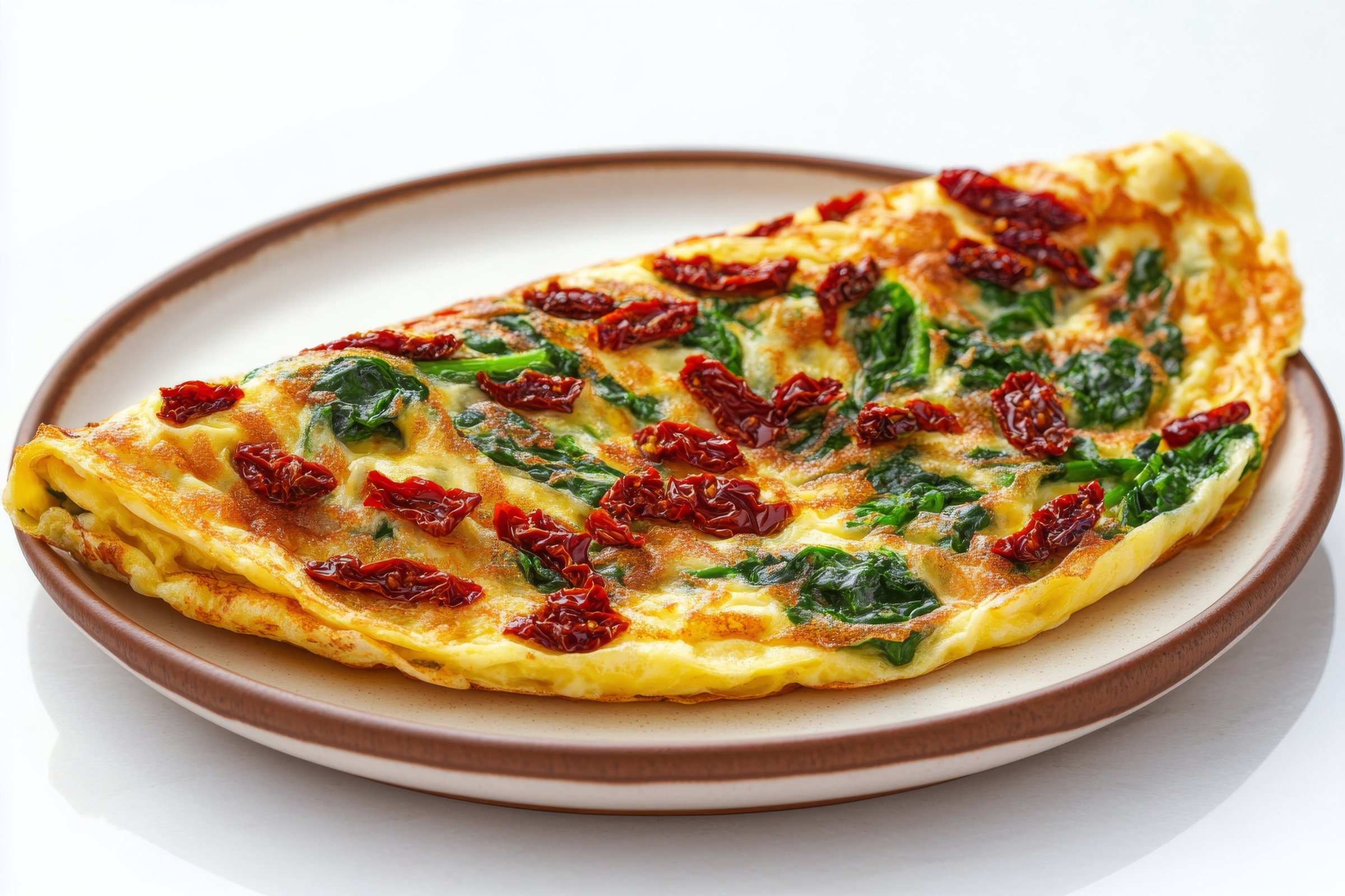 Spinach and Feta Omelette with Sun-Dried Tomatoes