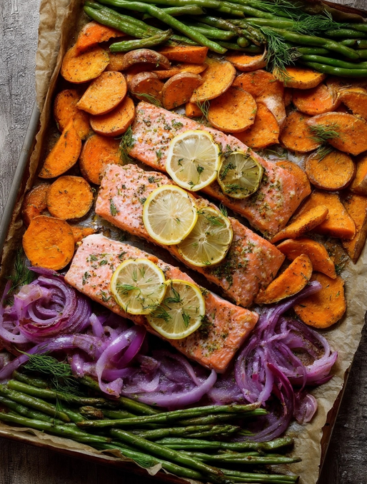 Sheet Pan Lemon-Dill Salmon with Roasted Root Vegetables