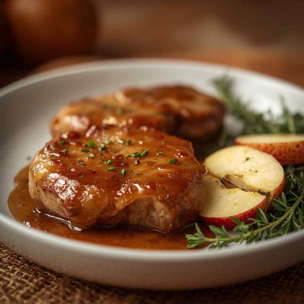 Maple-Glazed Pork Chops with Apple and Sage