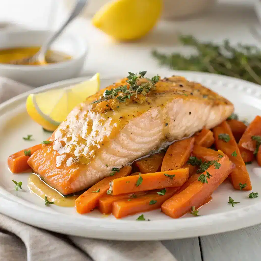 Lemon-Dill Salmon with Maple-Glazed Carrots