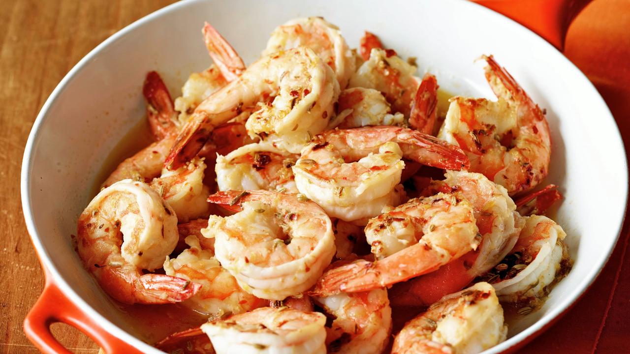 Fennel-Infused Poached Shrimp with Aperol