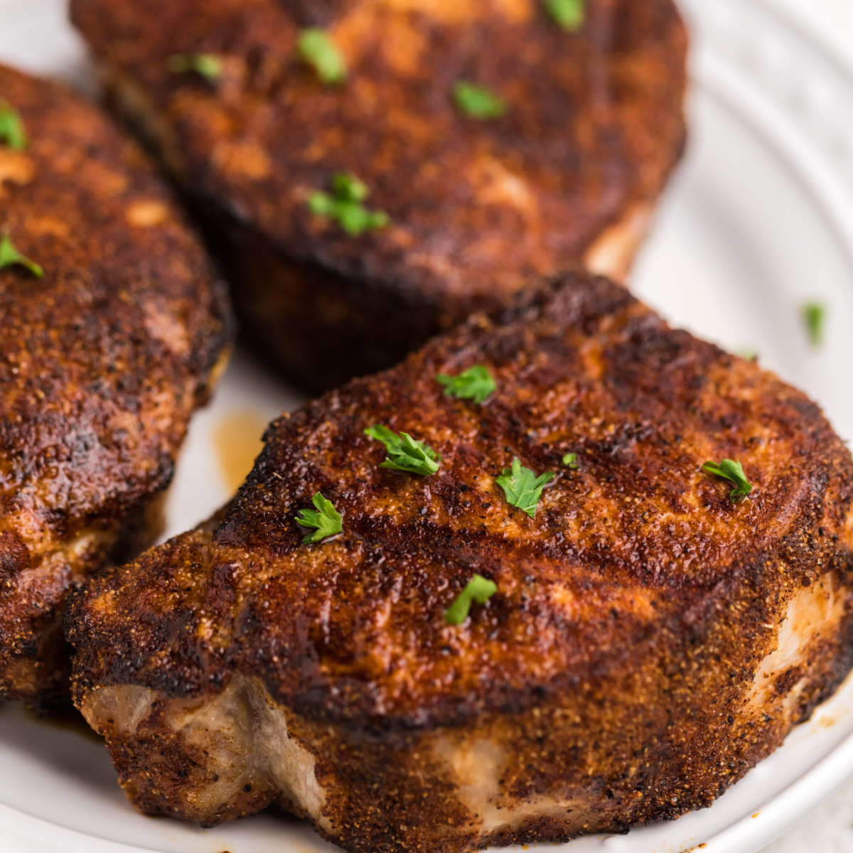 Air Fryer Pork Chops with Garlic-Thyme Butter