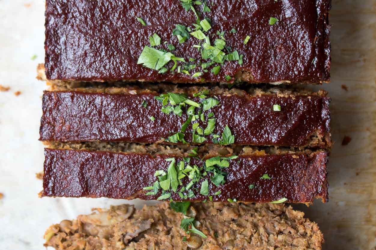 Mushroom-Lentil Loaf with Balsamic Glaze