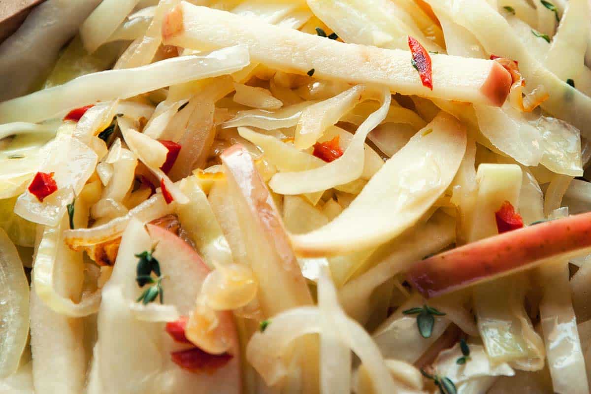 Cabbage and Apple Stir-Fry with Ginger
