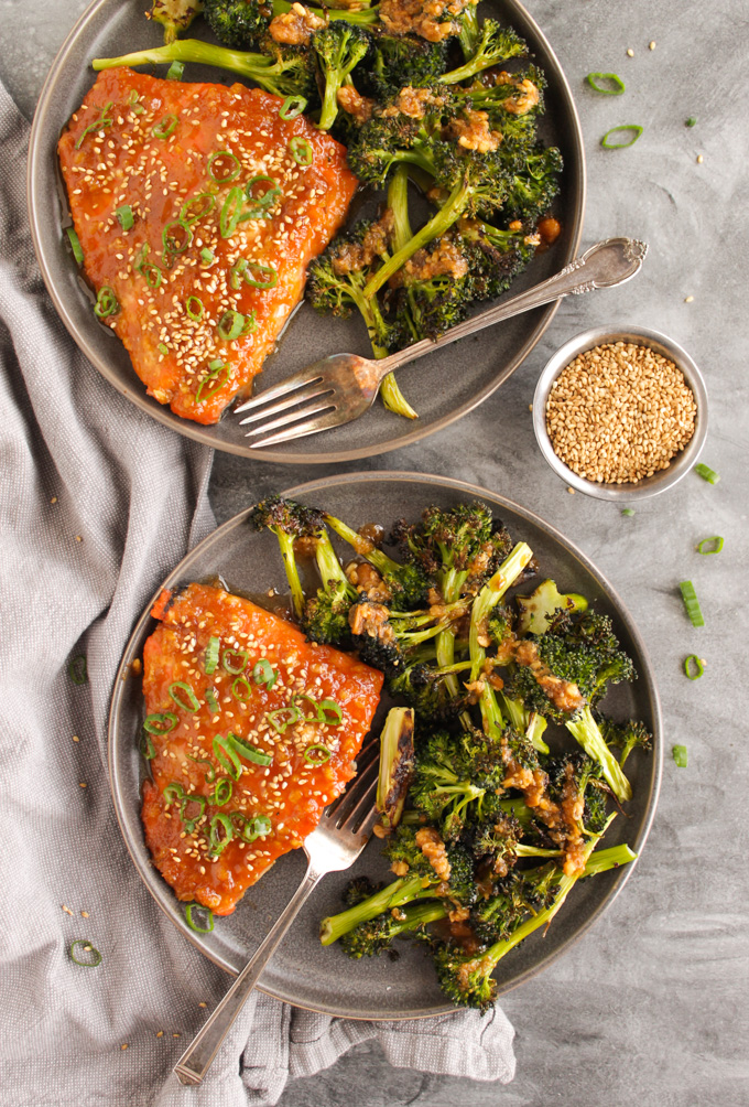 Miso-Glazed Salmon with Sesame-Infused Broccoli