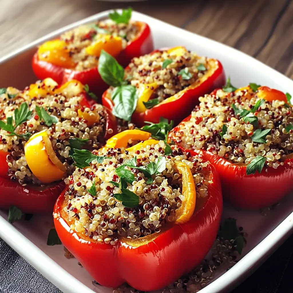 Baked Quinoa-Stuffed Bell Peppers with Tomatoes