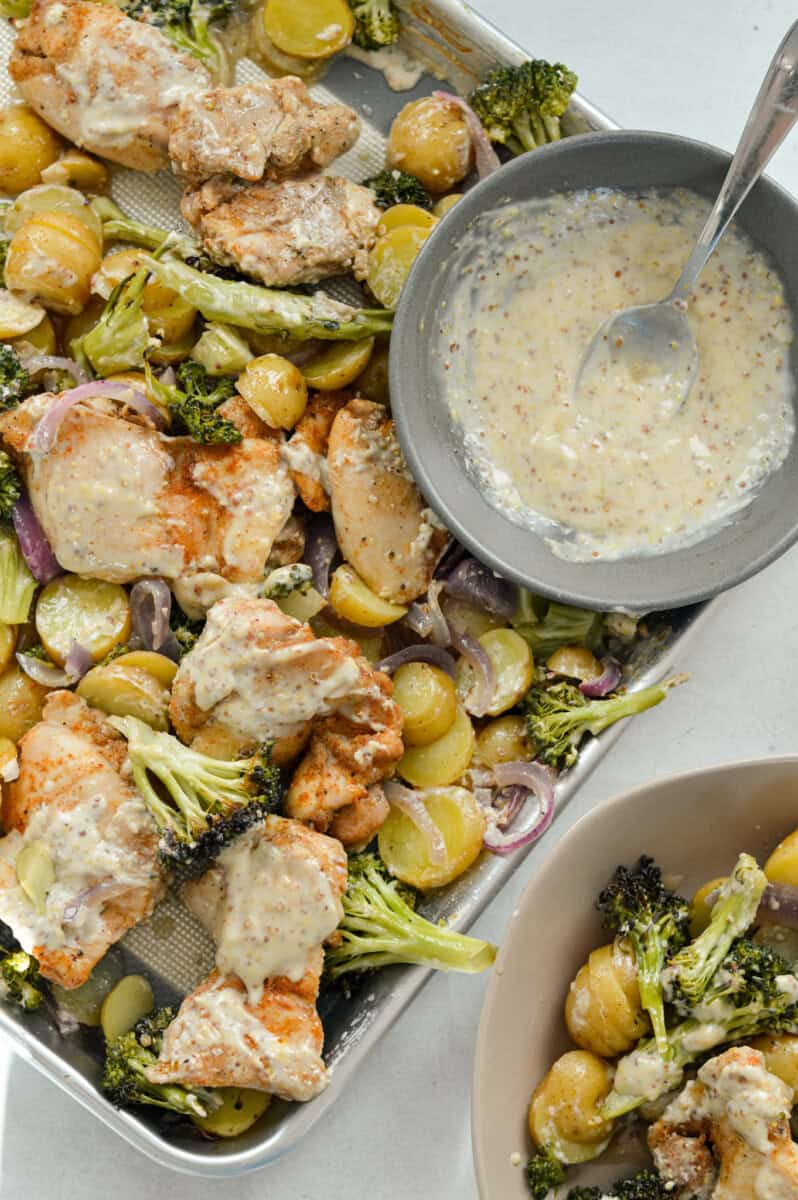 Sheet Pan Honey-Mustard Chicken Thighs with Broccoli