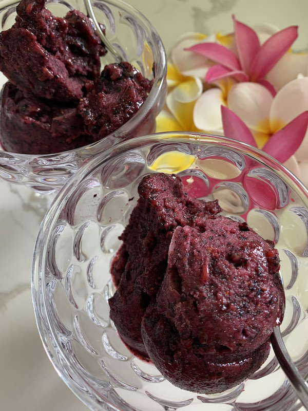 Lemon-Mint Sorbet with Blueberry Swirl