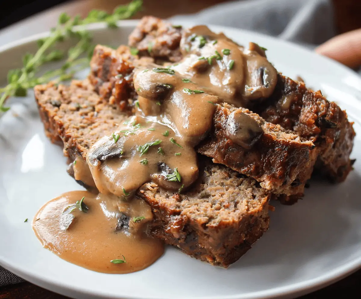 Mushroom-Infused Beef Meatloaf with Mushroom Gravy