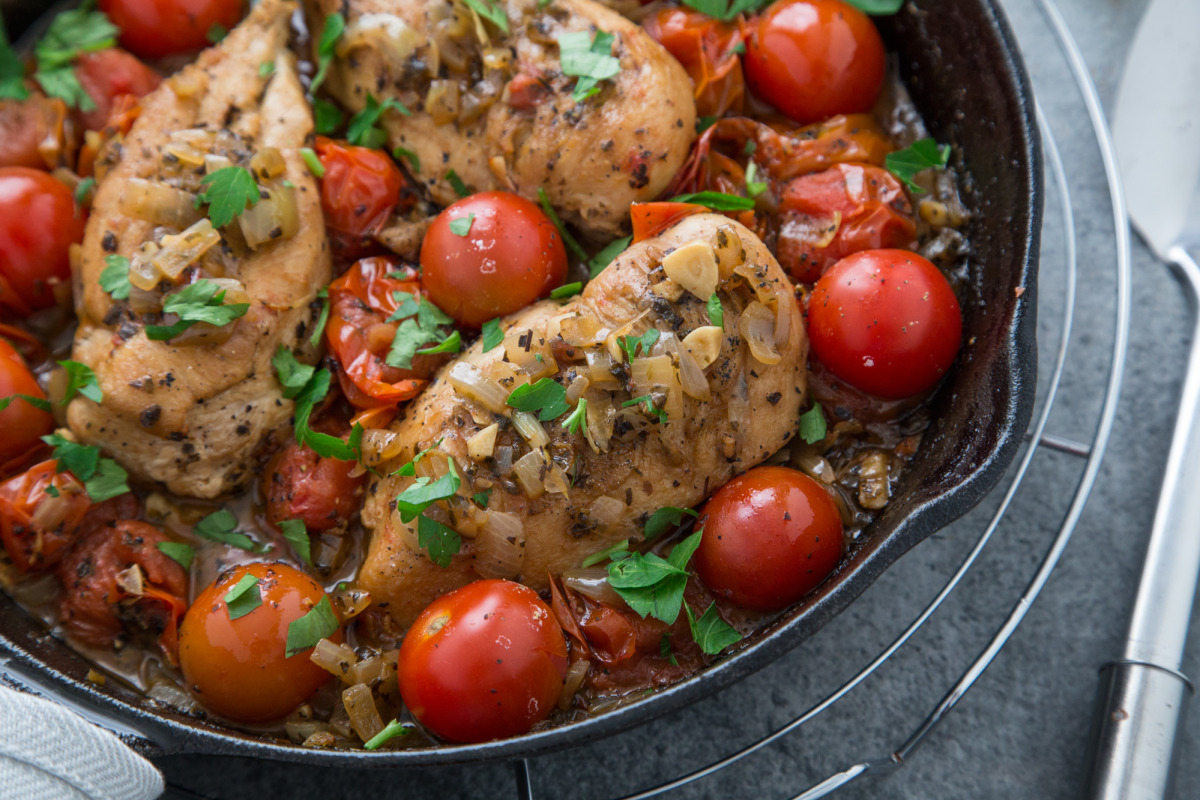 Sage-Infused Chicken Thighs with Cherry Tomatoes