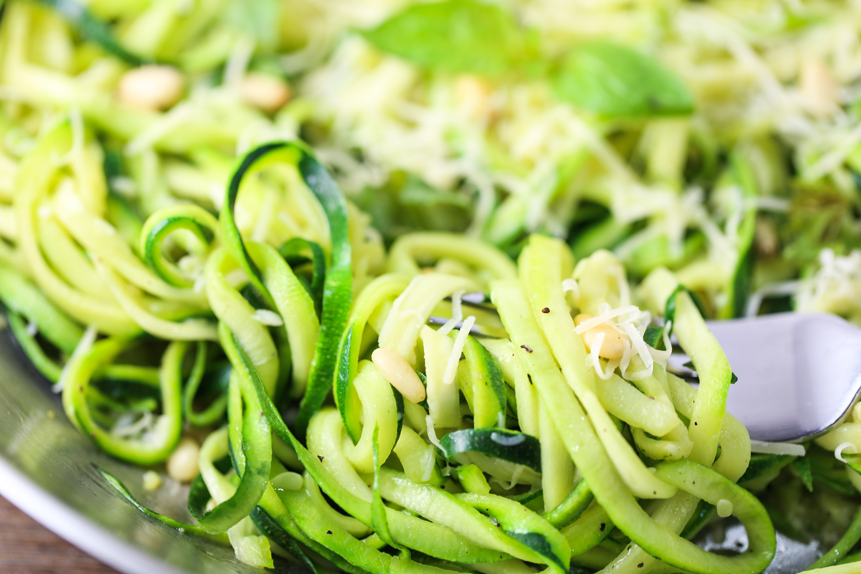 Sautéed Zucchini Noodles with Pine Nuts and Lemon Zest