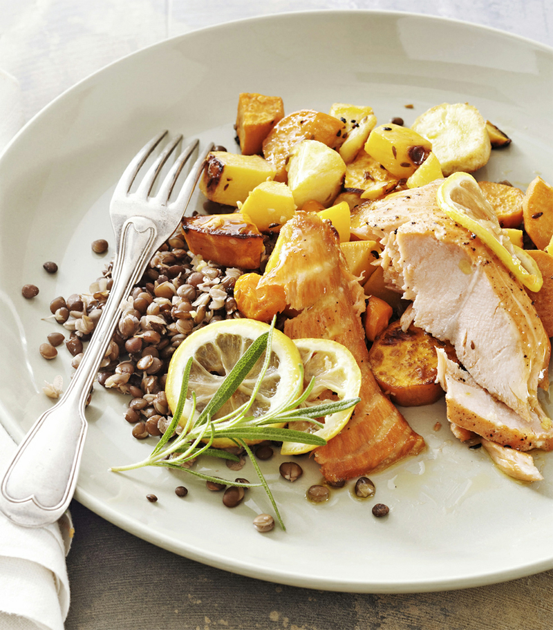 Lemon-Dill Baked Salmon with Roasted Root Vegetables