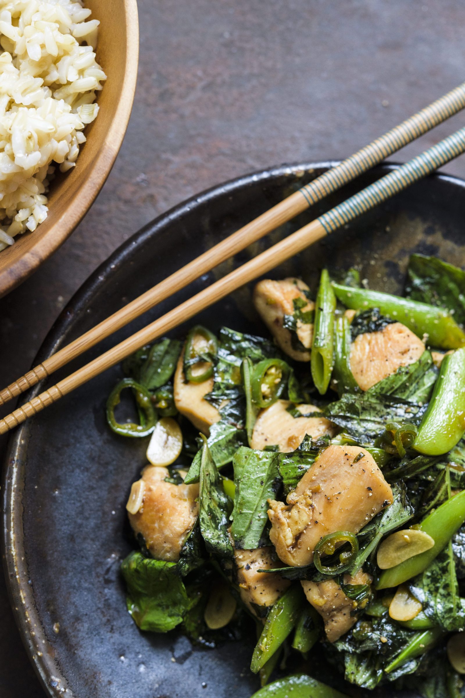 Thai Basil Stir-Fried Chicken with Snap Peas