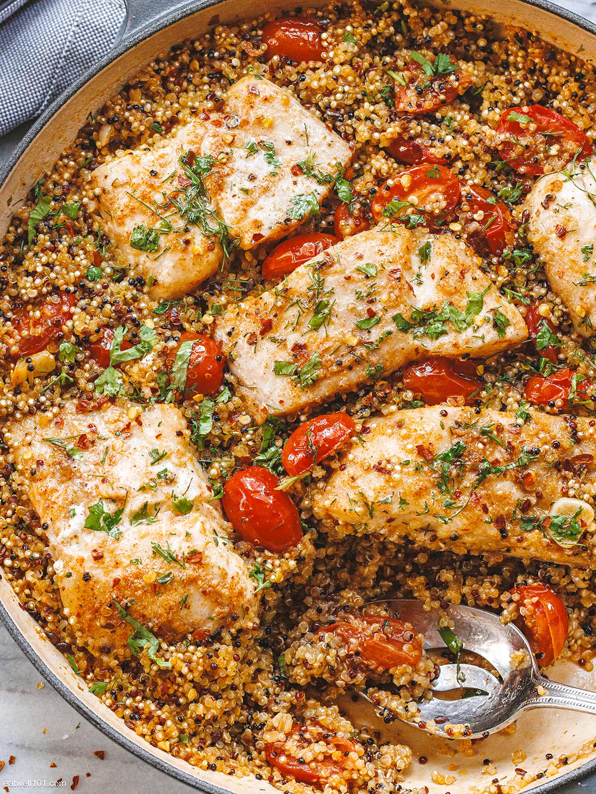 Citrus-Dusted Pan-Seared Fish with Herbed Quinoa