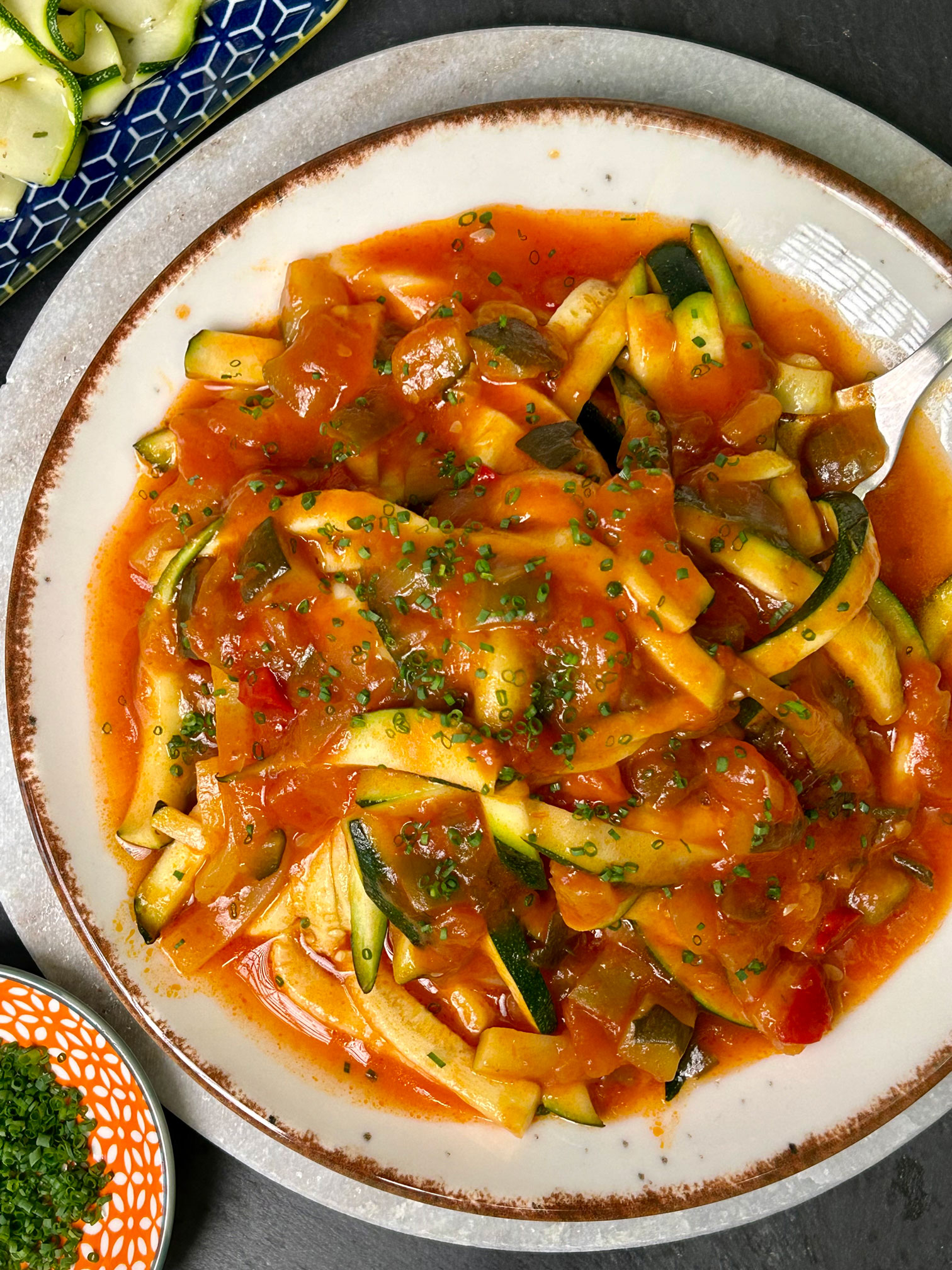 Sautéed Zucchini Noodles with Tomato-Parmesan Sauce