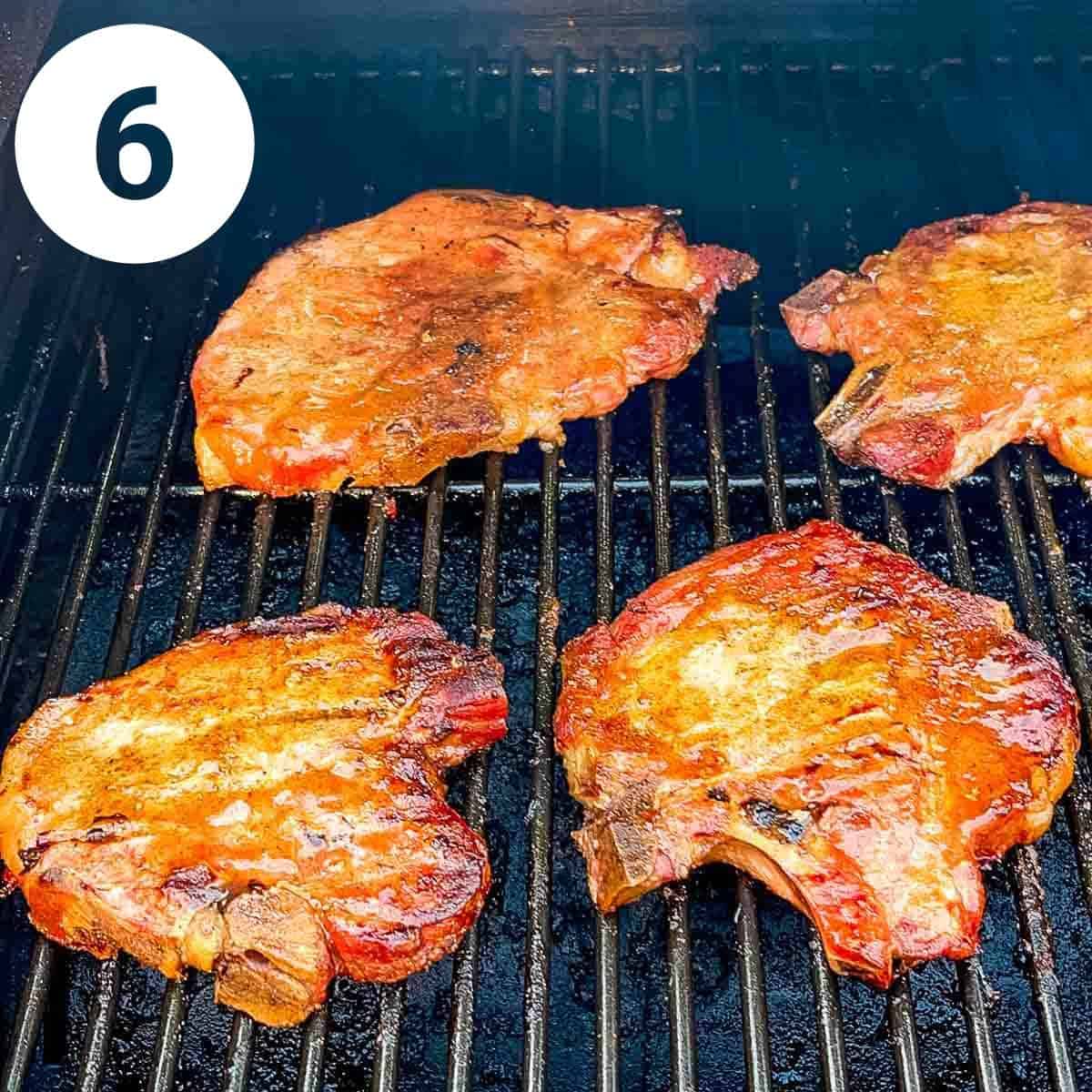 Smoked Applewood Pork Chops with Beer Glaze