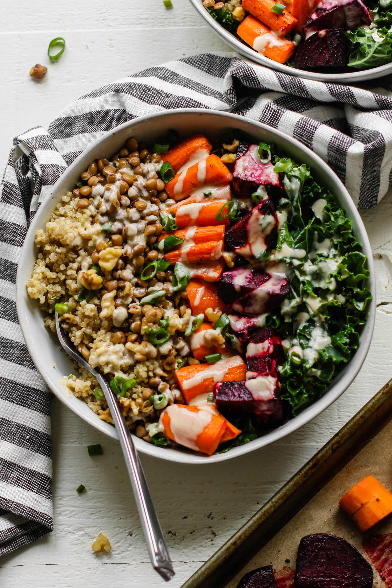 Roasted Beet and Lentil Bowl with Lemon-Tahini Dressing