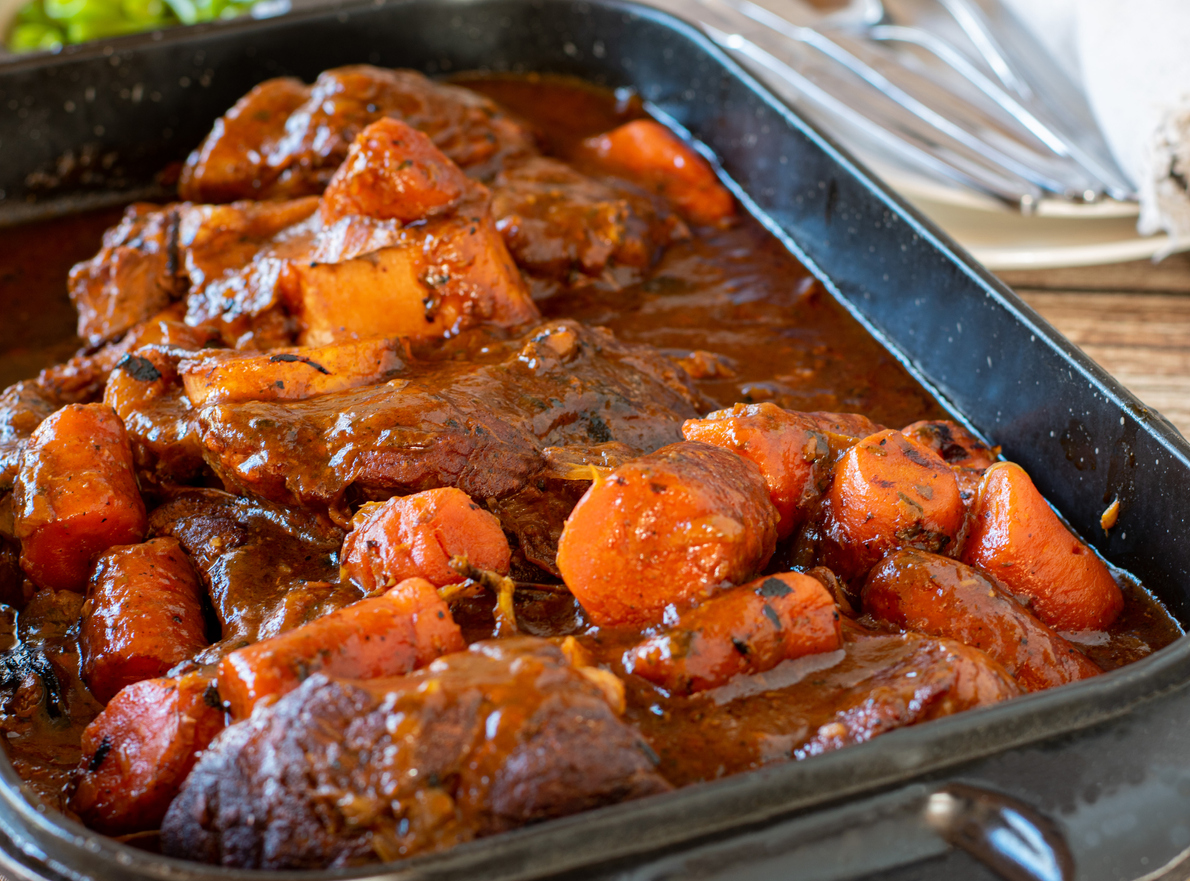 Slow-Cooked Beef Brisket with Carrots and Potatoes