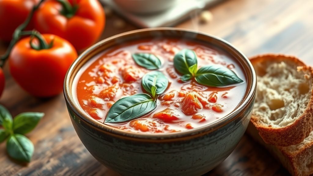 Half-and-Half Tomato and Roasted Red Pepper Soup