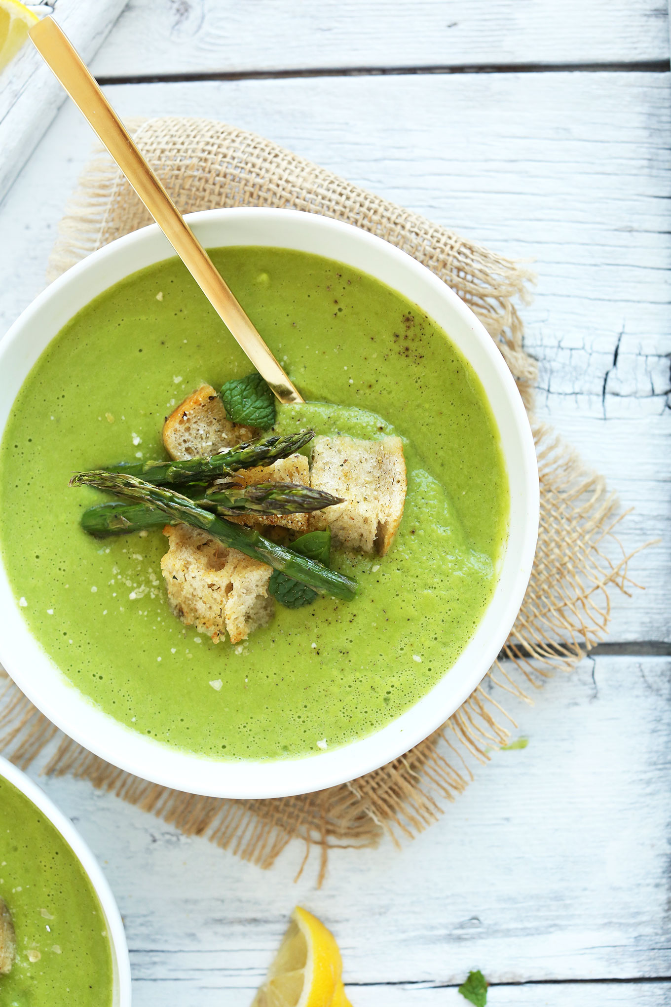 Simmered Asparagus and Pea Soup