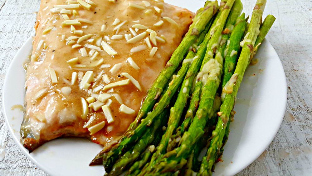 Sautéed Salmon with Asparagus and Almond Crust