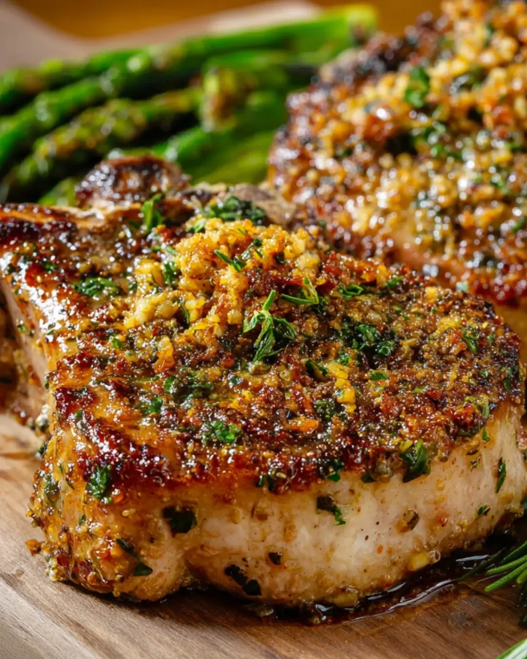 Savory Herb-Crusted Pork Chops with Roasted Asparagus