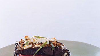 Eggplant and Tomato Stacks with Feta and Fresh Herbs