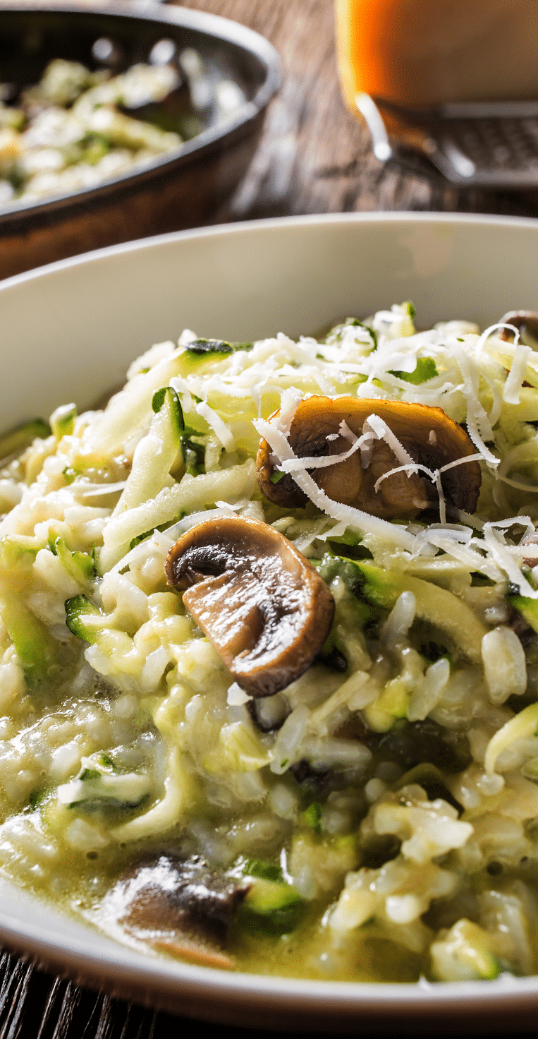 Sautéed Zucchini and Mushroom Risotto