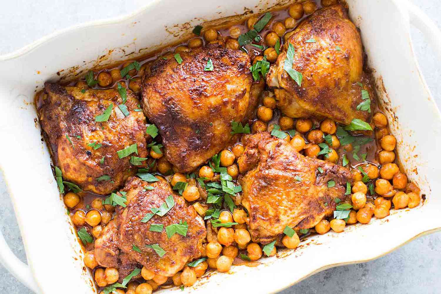 American-Southwest Chicken with Mediterranean Chickpeas and Asian Pickled Vegetables