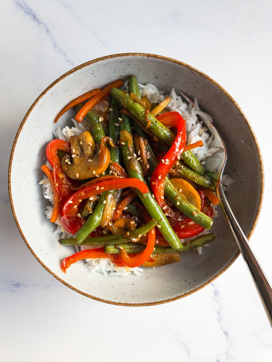 Ginger-Soy Vegetable Stir-Fry with Rice