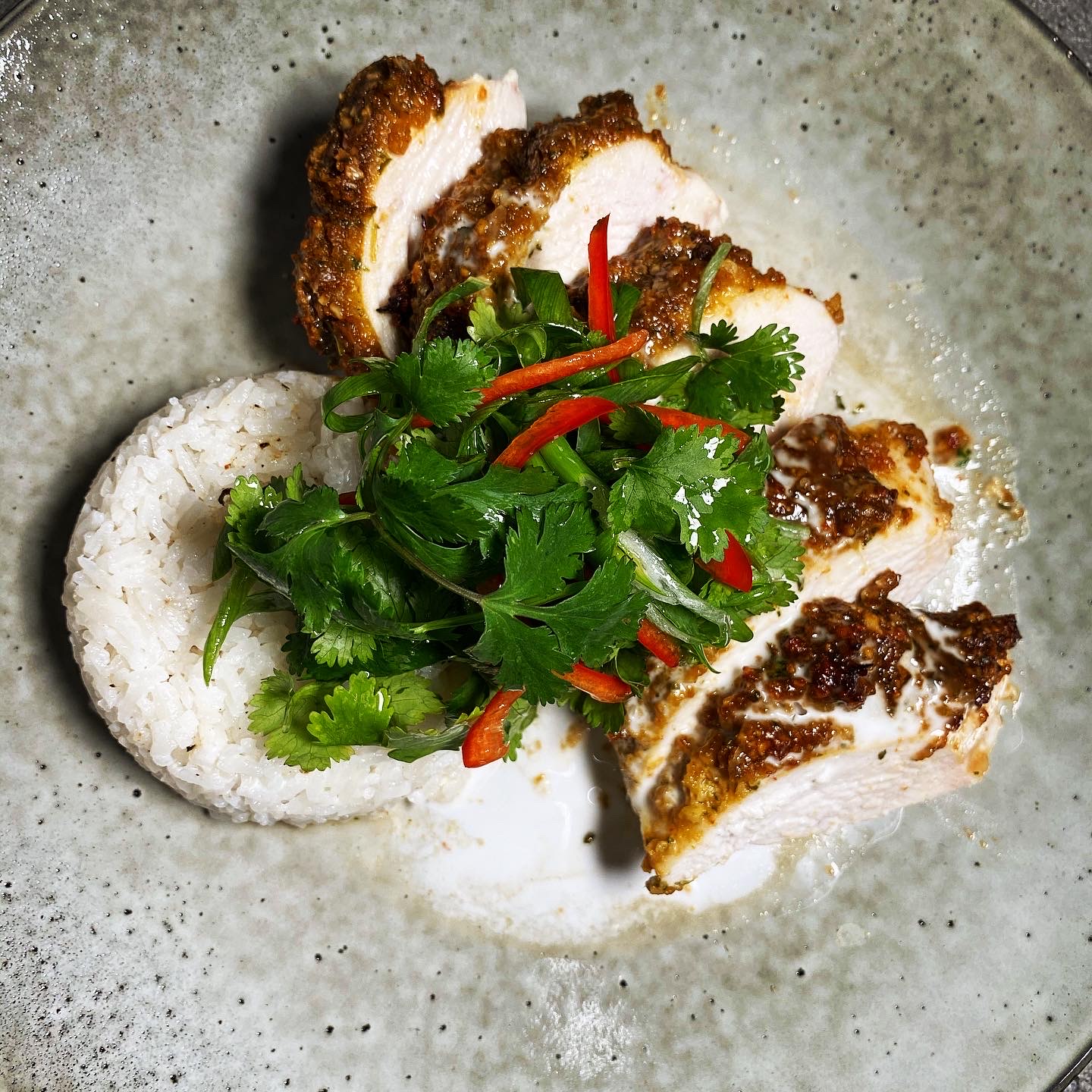 Peanut-Crusted Chicken with Coconut Rice