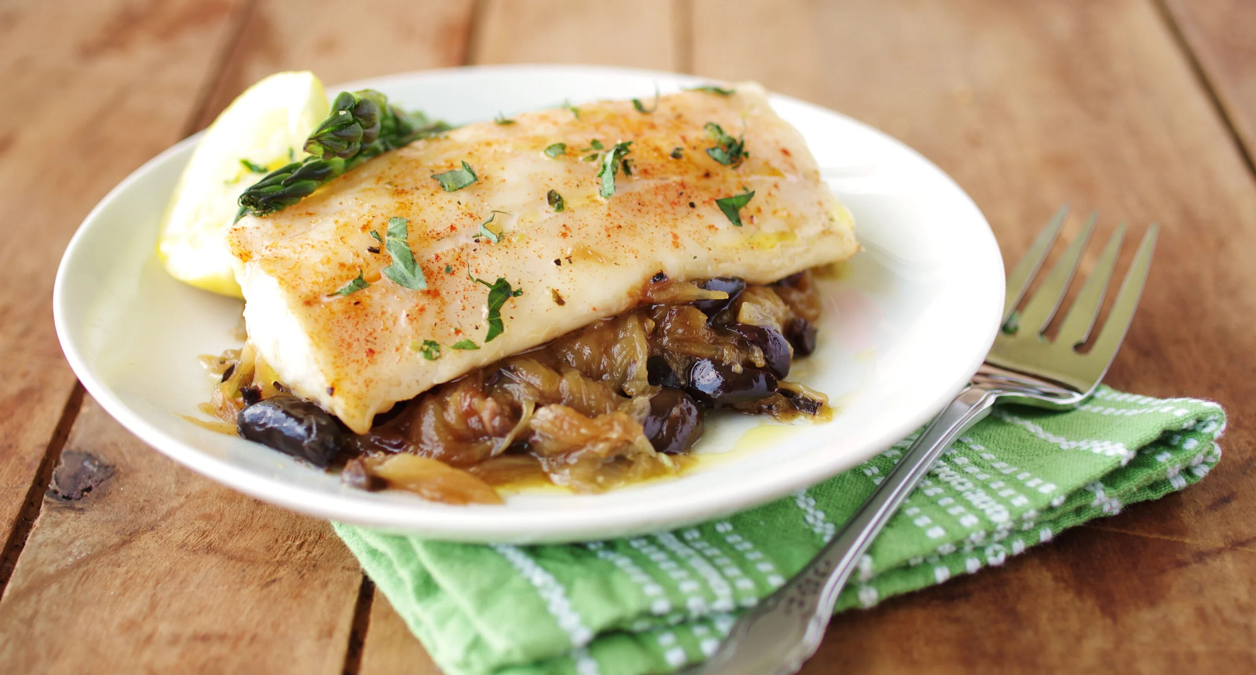 Lemon-Ginger Fish with Caramelized Onions
