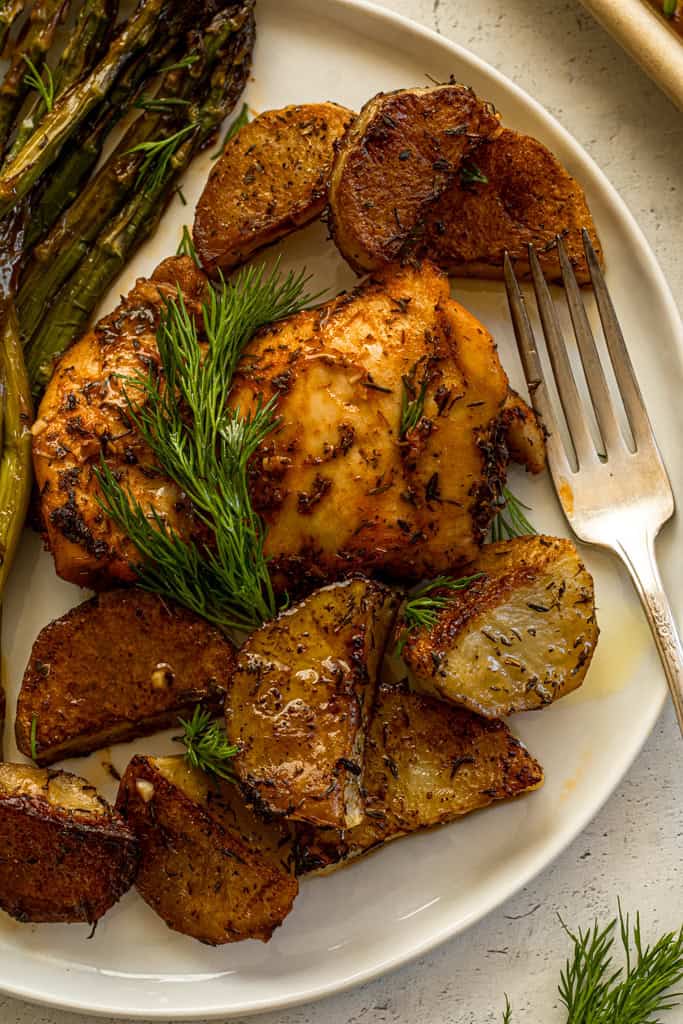 Sheet Pan Lemon-Dill Chicken with Roasted Asparagus and Potatoes