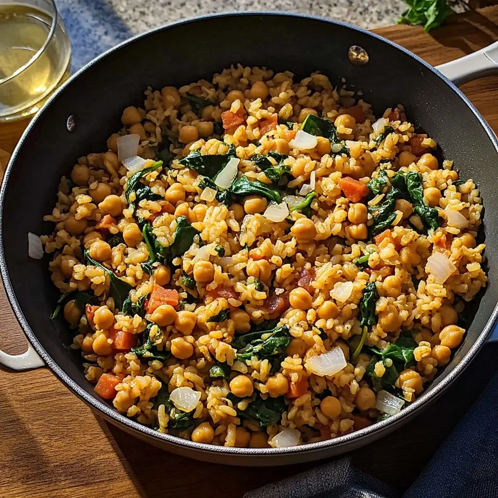 Slow-Cooked Chickpea and Spinach Masala with Rice