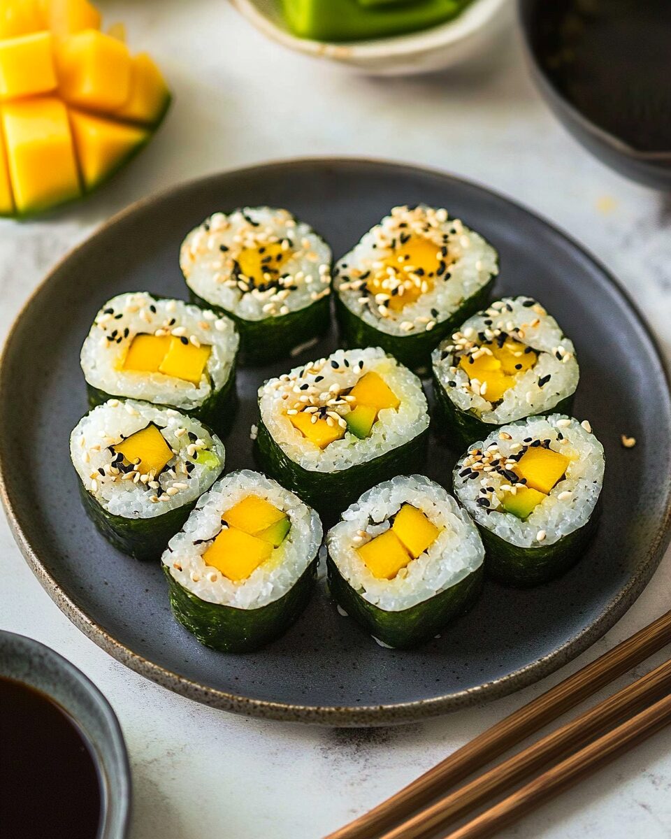 Fresh Mango and Cucumber Sushi Rolls