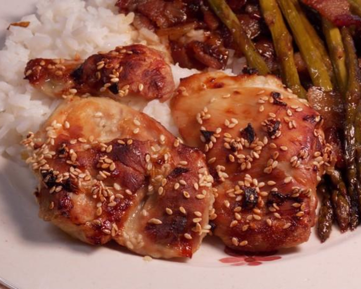 Honey-Sesame Glazed Chicken with Scallion Garnish